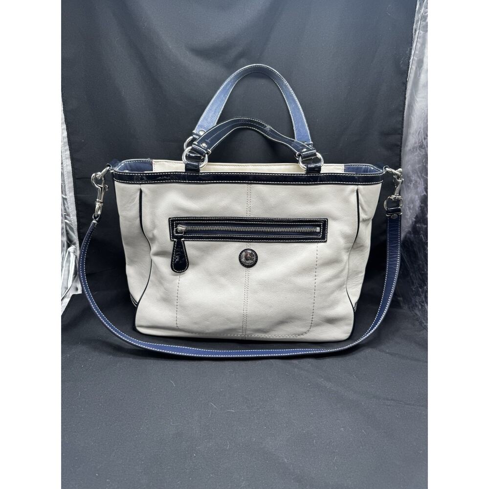 Coach Laura North South Chalk Navy Tote, Detachable Strap, Work Office Shoulder